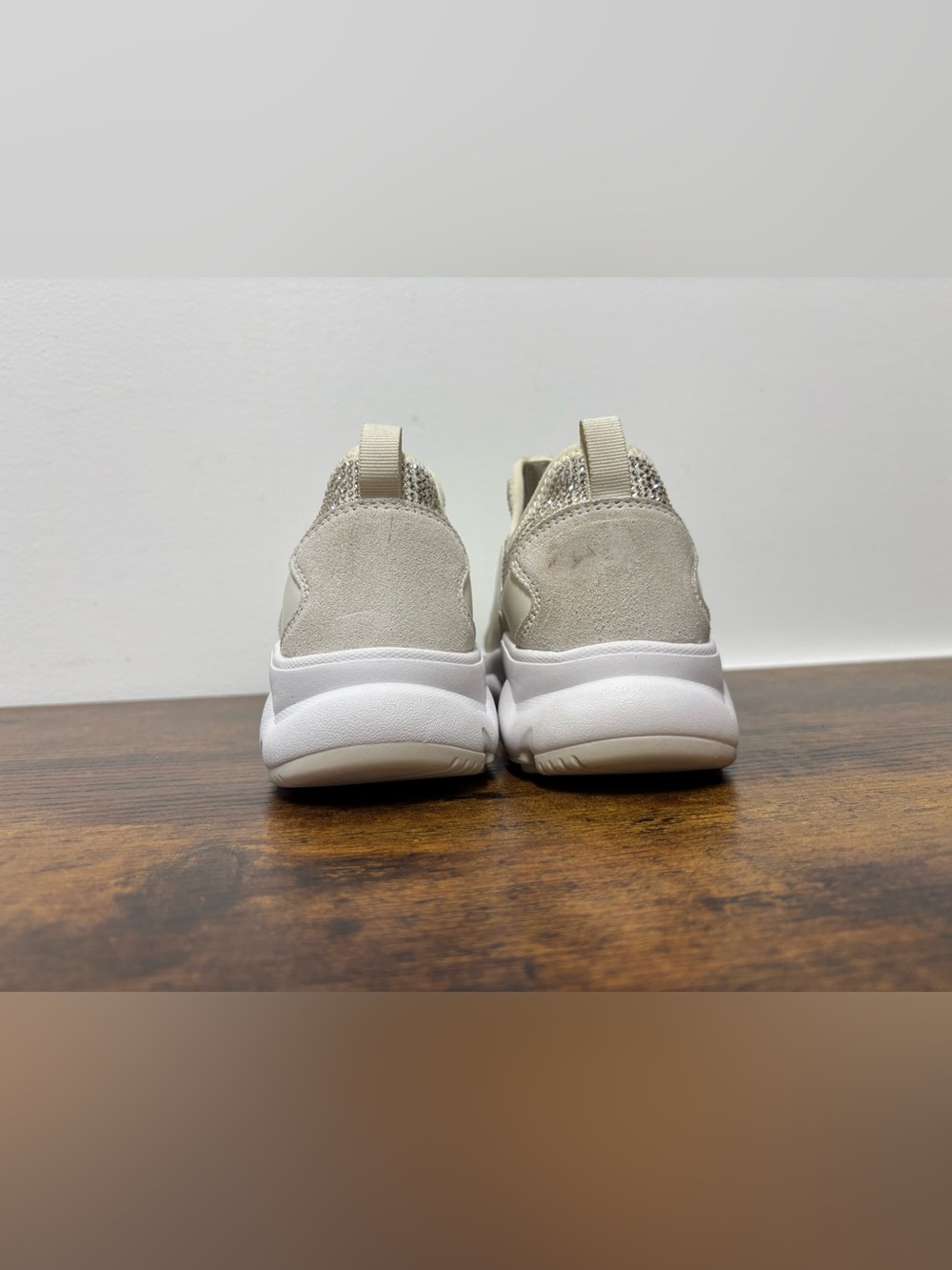 MICHAEL KORS Sami Zip Trainer Zip Up Sneaker Cream Rhinestone Women’s Size 5 1/2 - Picture 4 of 8